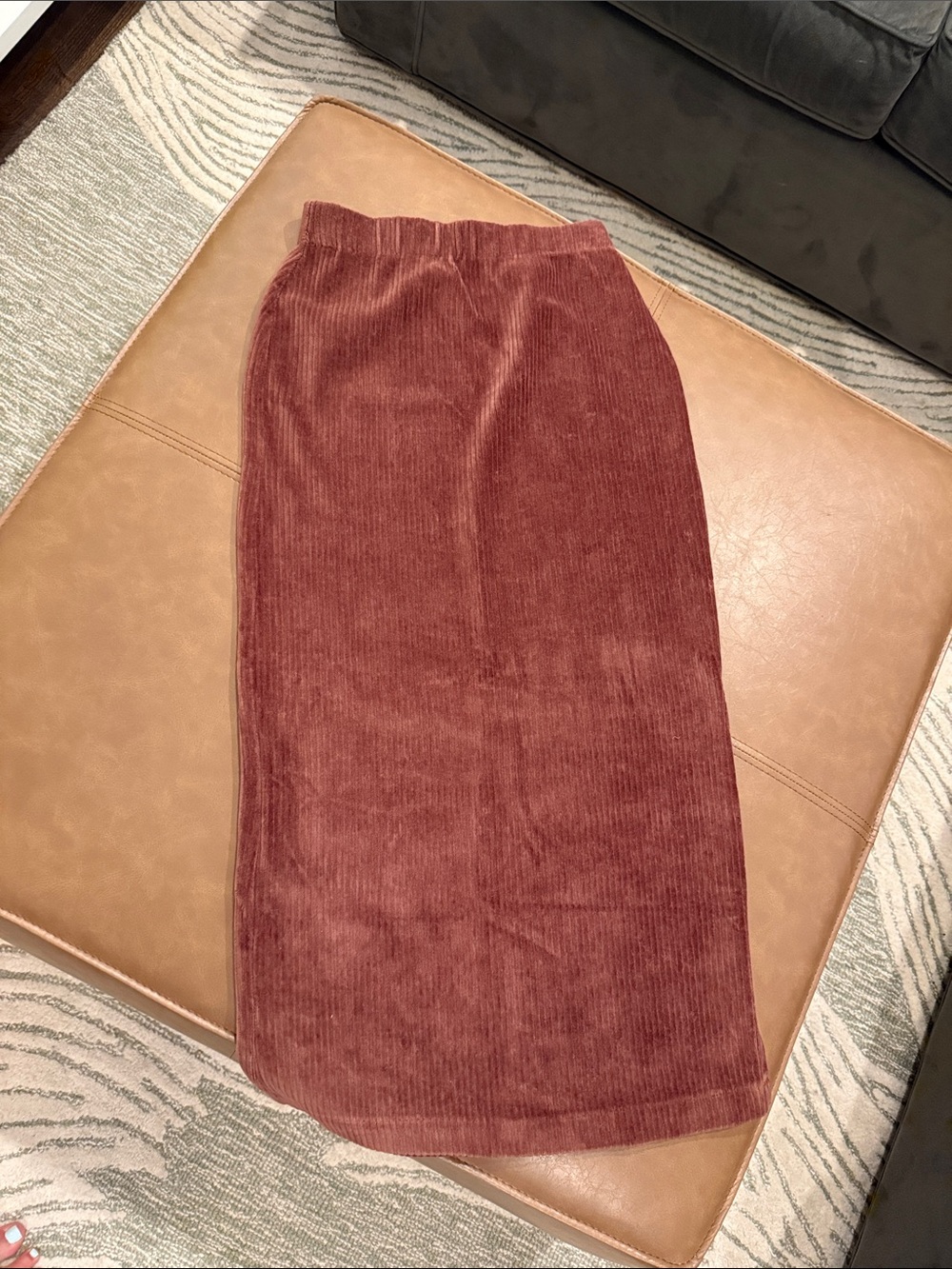 Free People Corduroy Midi Skirt in Rust